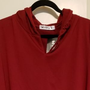NWT DoublJu Hoodie/Sweater Red Burgundy long sleeves